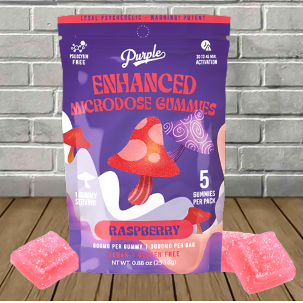 Purple Mushroom Enhanced Microdose Gummies | Raspberry